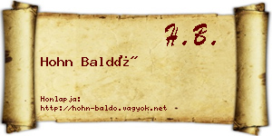 Hohn Baldó névjegykártya